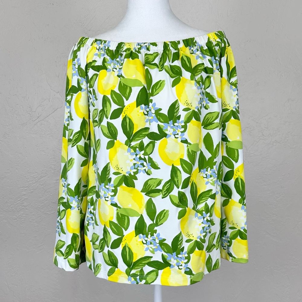Mahi Gold Off The Shoulder Limoncello Lemon & Floral Print Top Size S